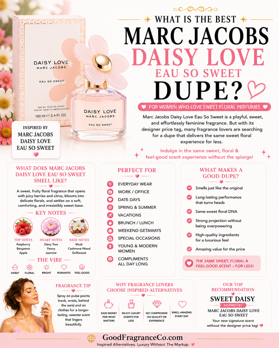 What Is the Best Marc Jacobs Daisy Love Eau So Sweet Dupe for Women Who Love Sweet Floral Perfumes?
