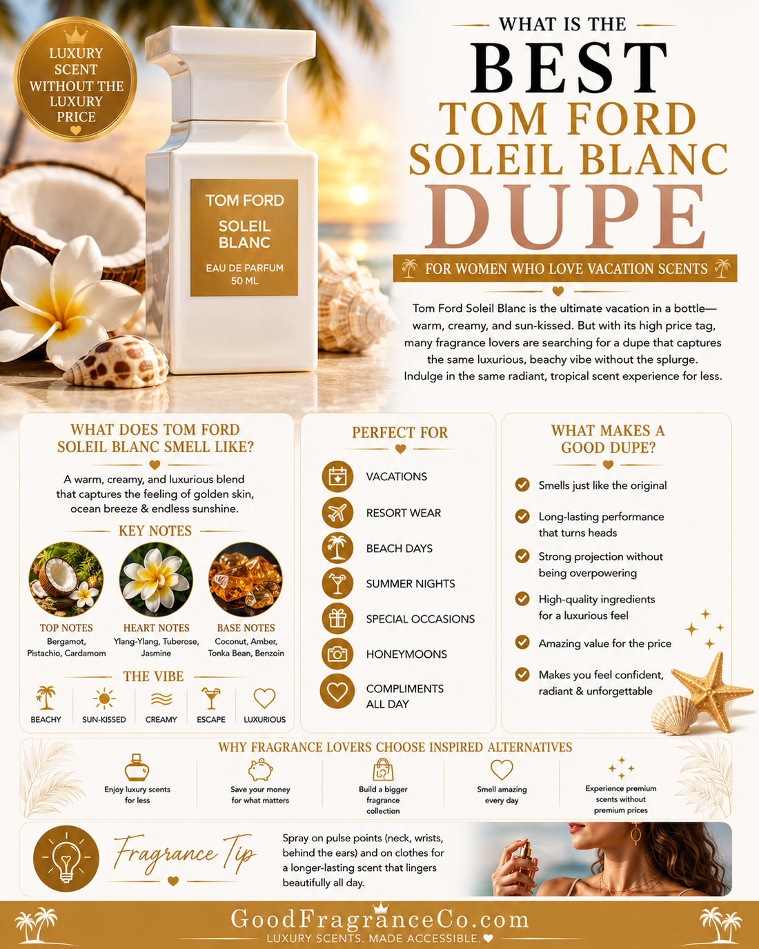 What Is the Best Tom Ford Soleil Blanc Dupe for Women Who Love Vacation Scents?