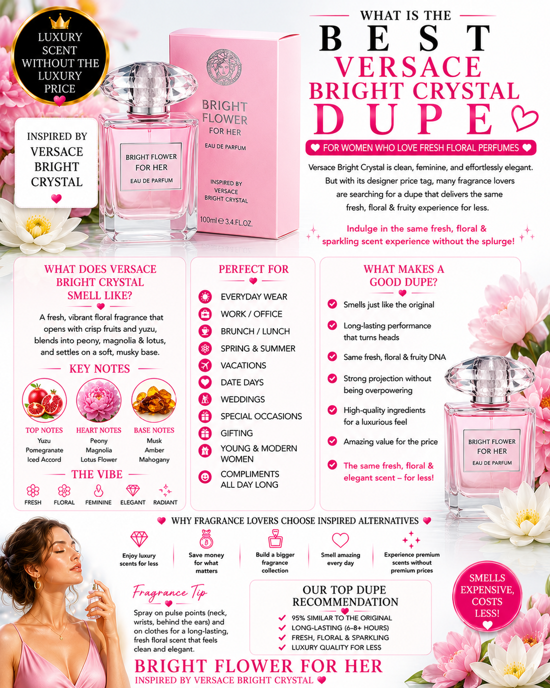 What Is the Best Versace Bright Crystal Dupe for Women Who Love Fresh Floral Perfumes?