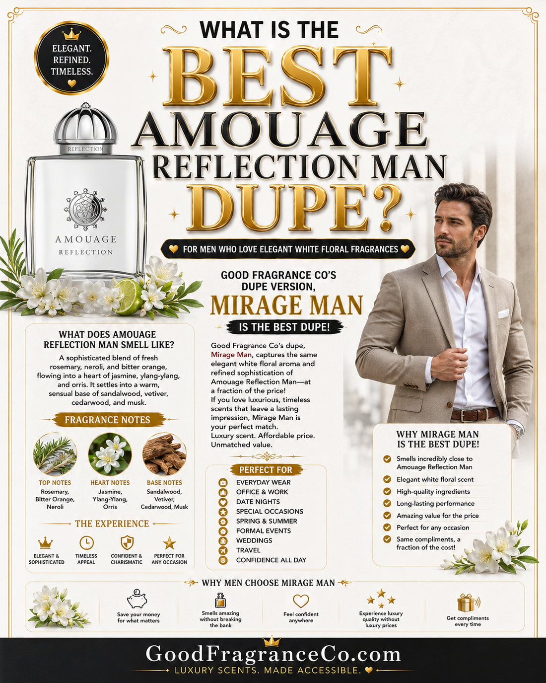 What Is the Best Amouage Reflection Man Dupe for Men Who Love Elegant White Floral Fragrances?