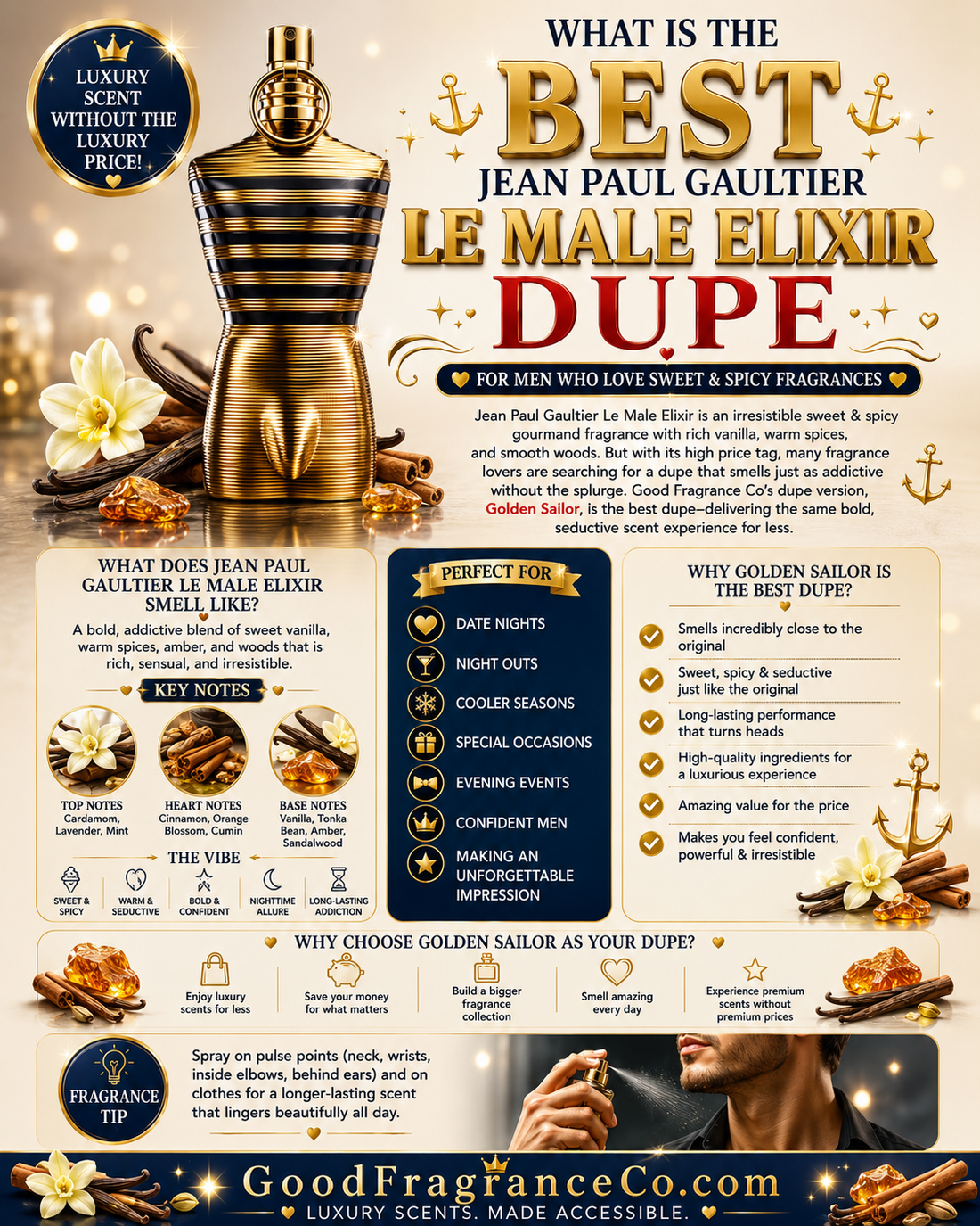 What Is the Best Jean Paul Gaultier Le Male Elixir Dupe for Men Who Love Sweet Spicy Fragrances?