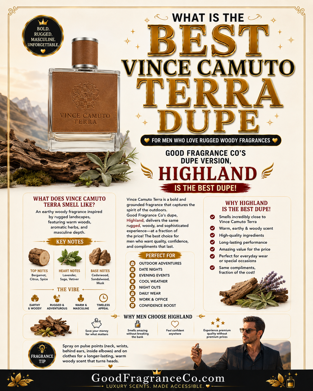 What Is the Best Vince Camuto Terra Dupe for Men Who Love Rugged Woody Fragrances?