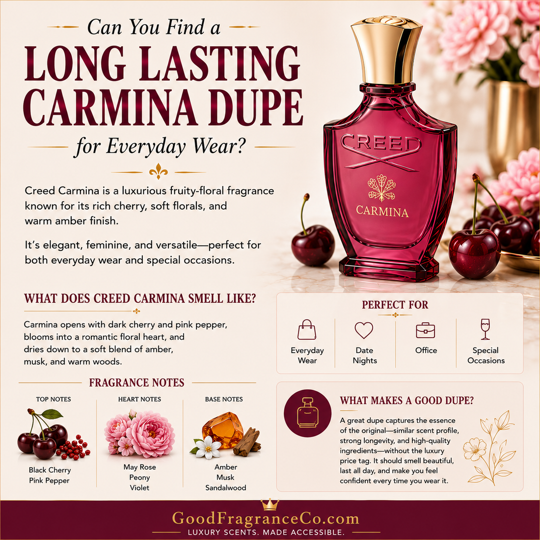 Long Lasting Carmina Dupe for Everyday Wear