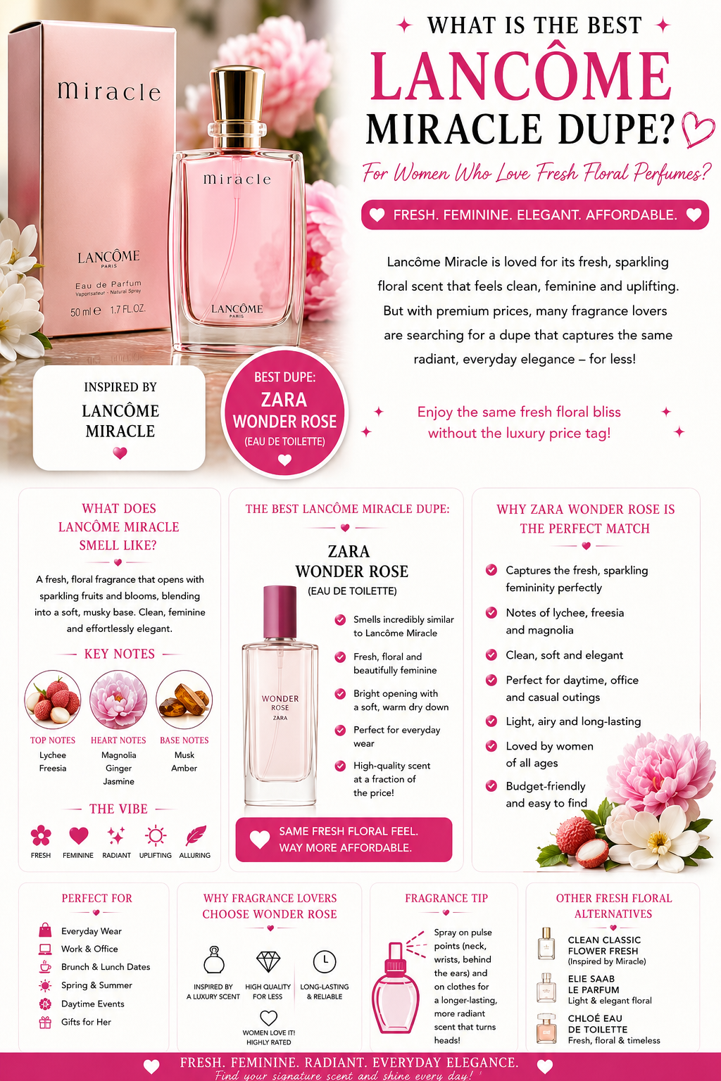 What Is the Best Lancôme Miracle Dupe for Women Who Love Fresh Floral Perfumes?
