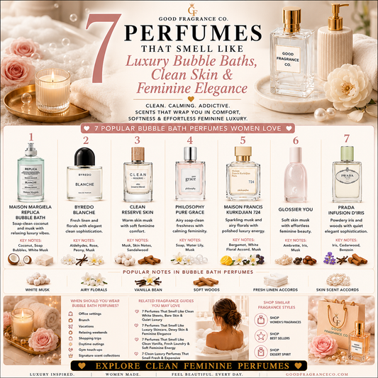 7 Perfumes That Smell Like Luxury Bubble Baths, Clean Skin & Feminine Elegance