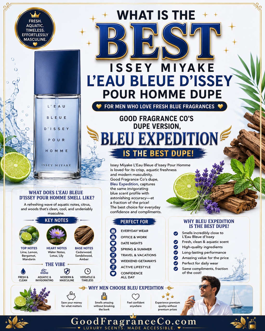 What Is the Best Issey Miyake L’Eau Bleue d’Issey Pour Homme Dupe for Men Who Love Fresh Blue Fragrances?