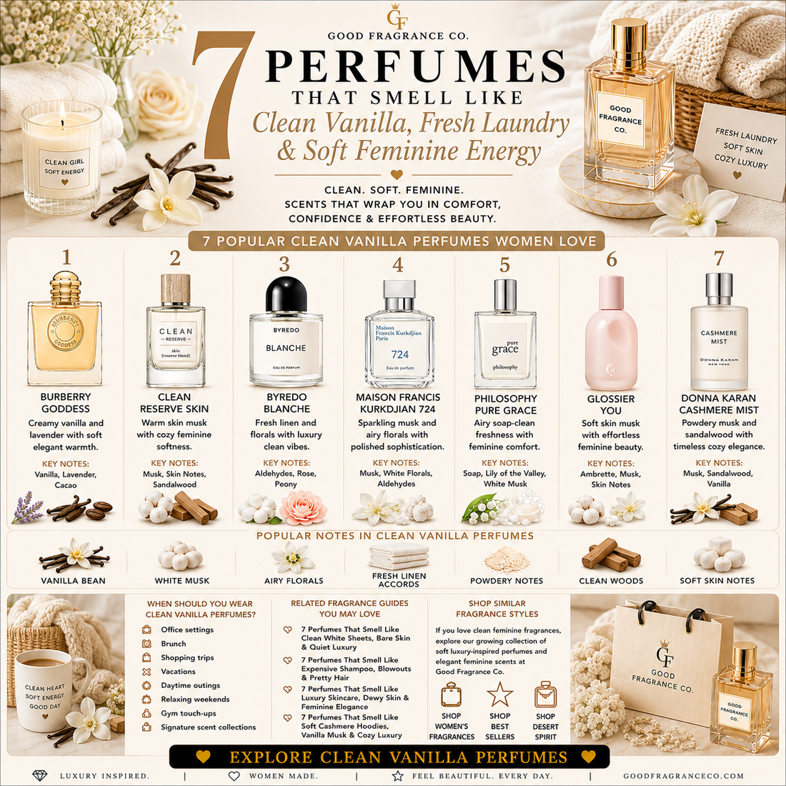 7 Perfumes That Smell Like Clean Vanilla, Fresh Laundry & Soft Feminine Energy