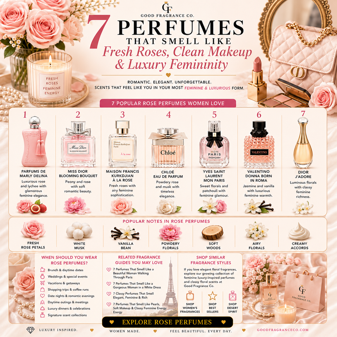 7 Perfumes That Smell Like Fresh Roses, Clean Makeup & Luxury Femininity