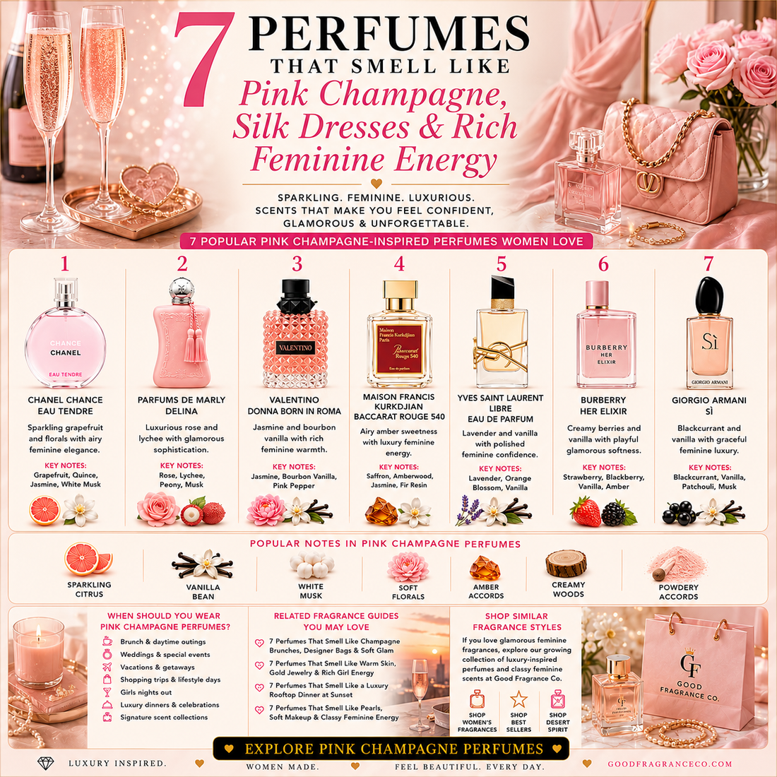 7 Perfumes That Smell Like Pink Champagne & Rich Feminine Energy ✨