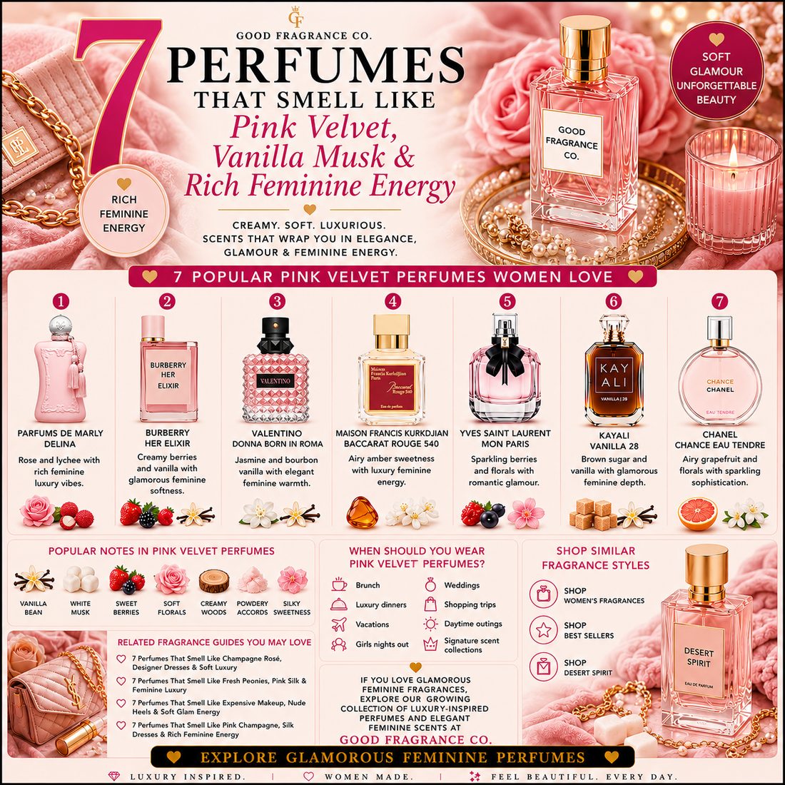 7 Perfumes That Smell Like Pink Velvet, Vanilla Musk & Rich Feminine Energy