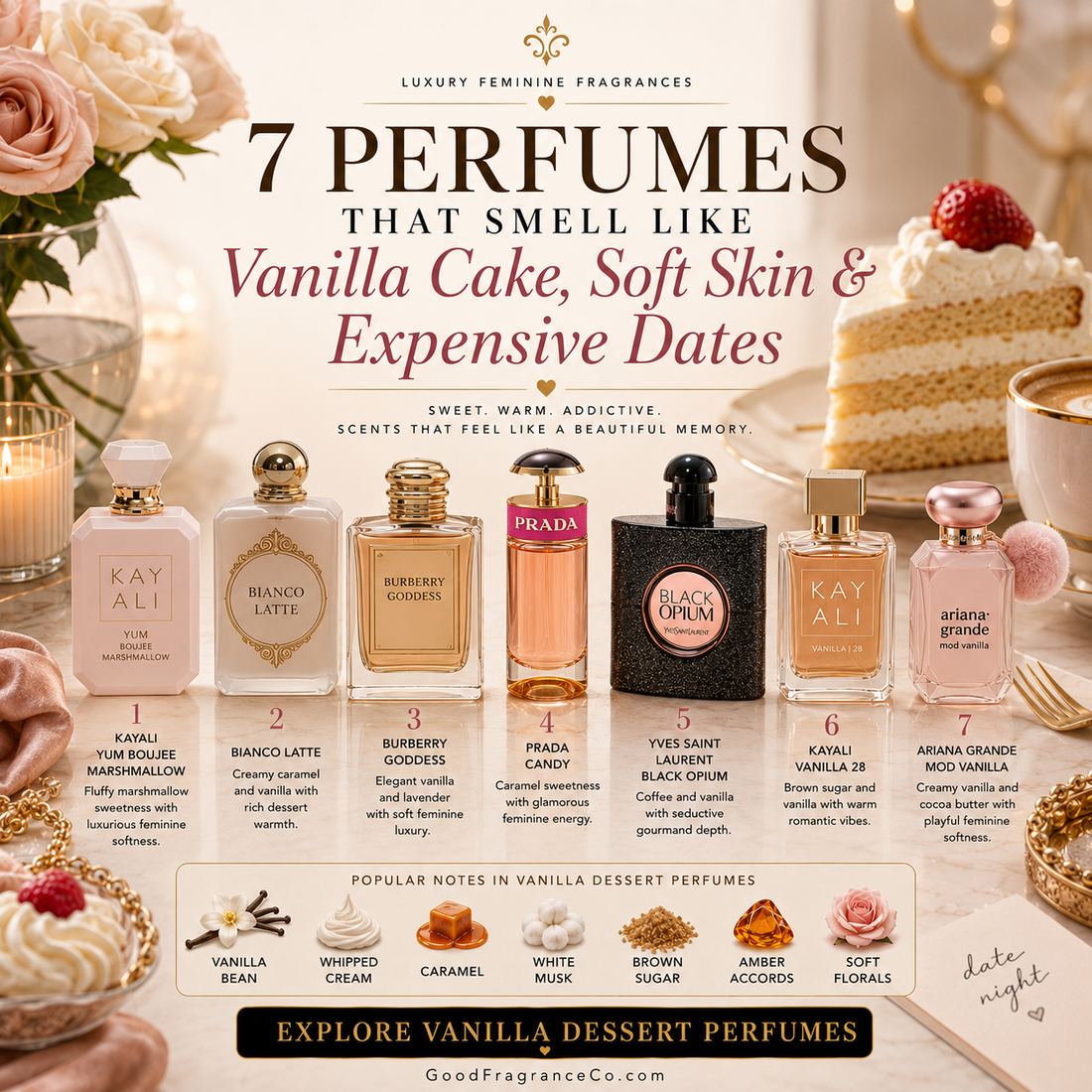 7 Perfumes That Smell Like Vanilla Cake, Soft Skin & Expensive Dates