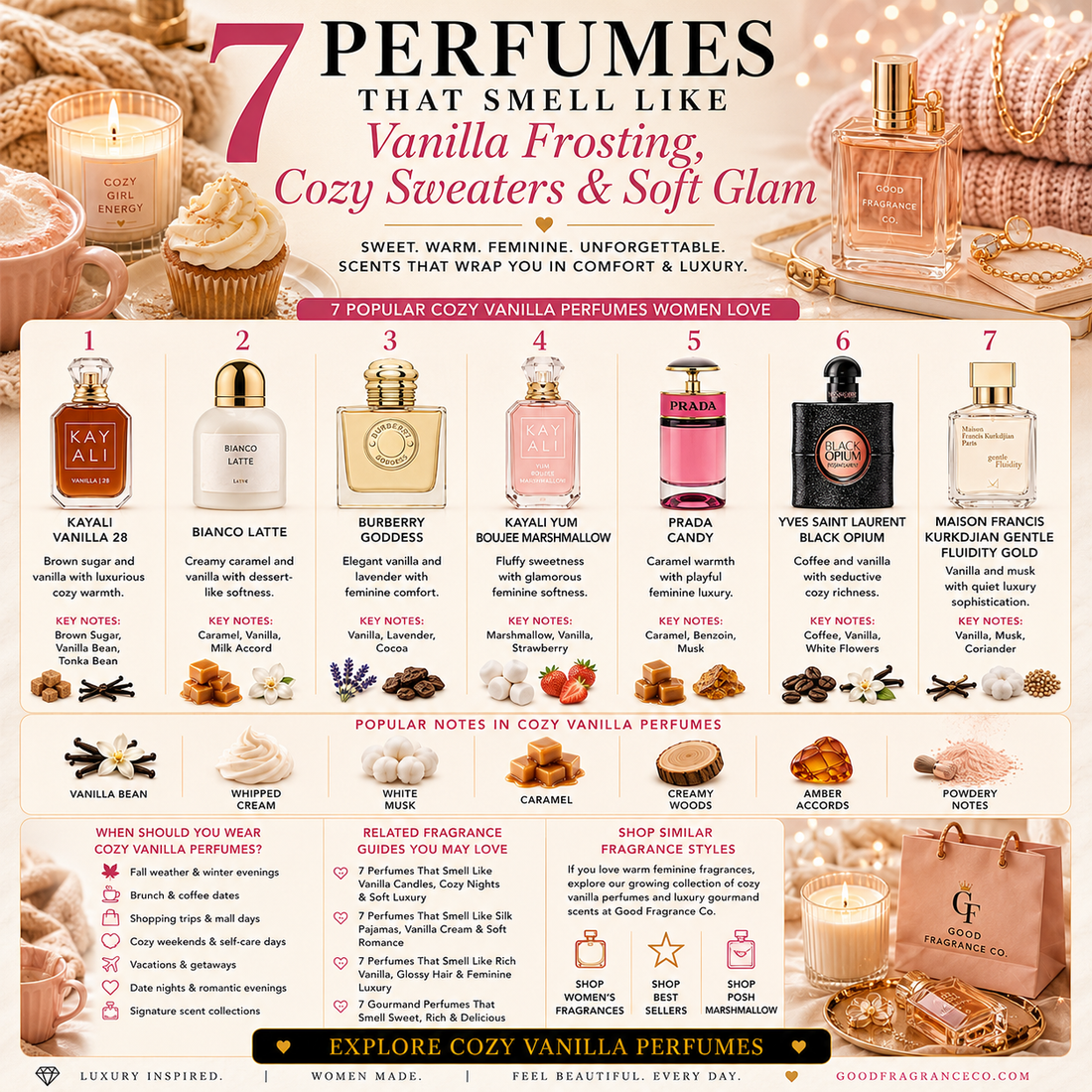 7 Perfumes That Smell Like Vanilla Frosting, Cozy Sweaters & Soft Glam