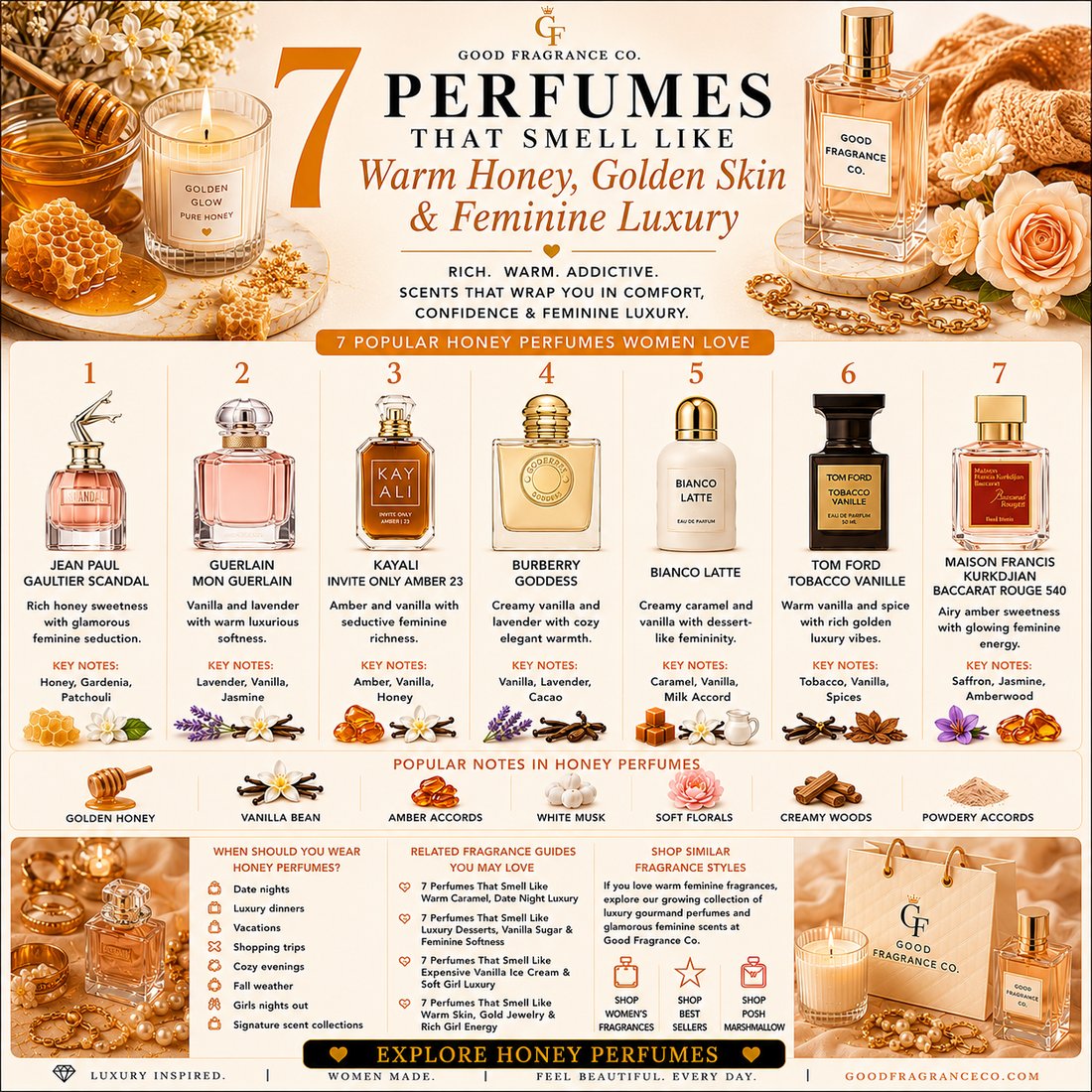 7 Perfumes That Smell Like Warm Honey, Golden Skin & Feminine Luxury